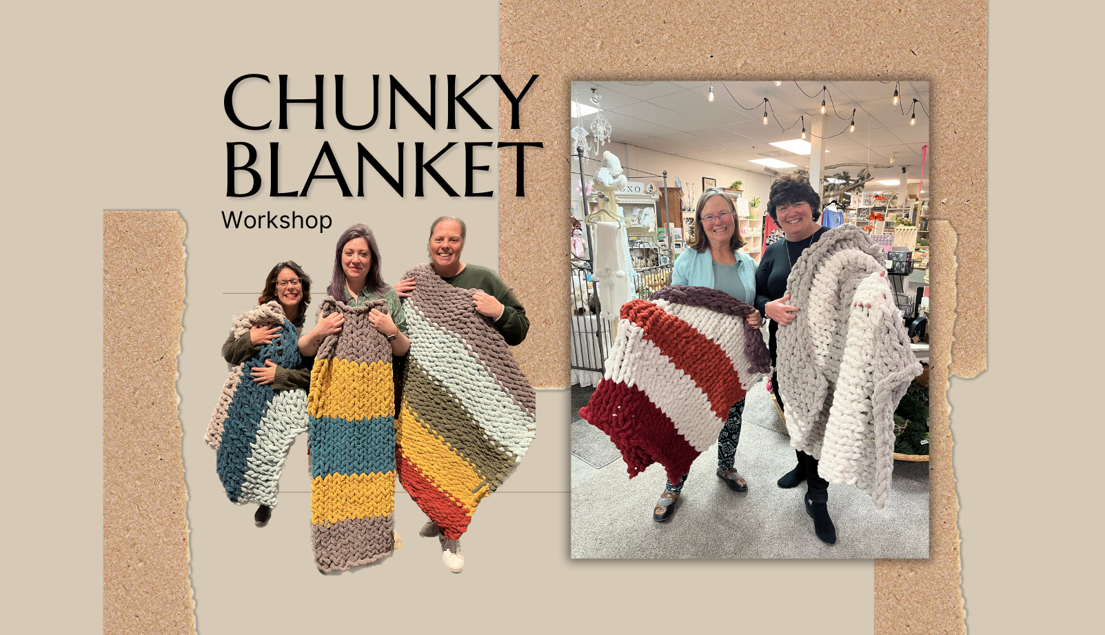 11 17 24 Chunky Blanket Workshop in Swanzey at Frogg Brewing 1 Drink included All Ways Art